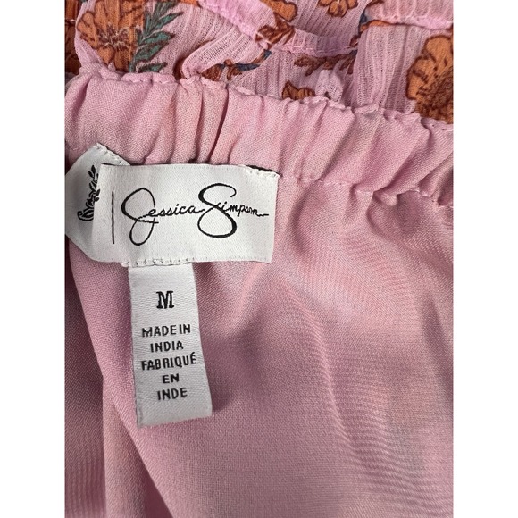 Jessica Simpson Dress Womens Medium‎ Pink Floral Off Shoulder Mini Lined Tiered - Picture 11 of 14